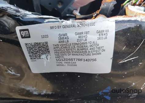 2024 Chevrolet Malibu Fwd 1Lt z USA, uszkodzony, nr VIN 1G1ZD5ST7RF143756